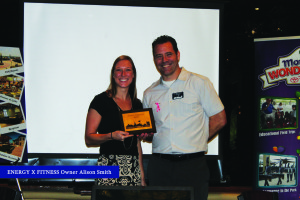 78209 Nov 2015 - AHCC New Member Presentation to Energy X Fitness Owner Alison Smith with AHCC president Geoffrey Elkins
