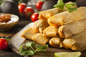 Homemade Corn and Chicken Tamales Ready to Eat