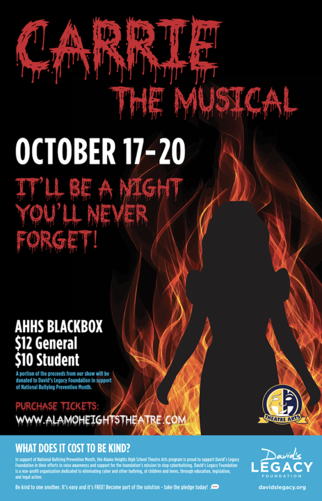 Poster for Carrie the Musical at Alamo Heights High School Theater