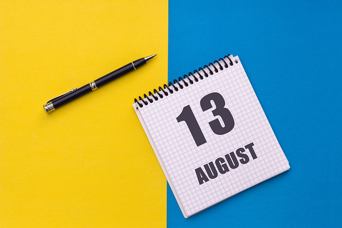 August 13th Day Of 14 Month, Calendar Date A Notebook With A S