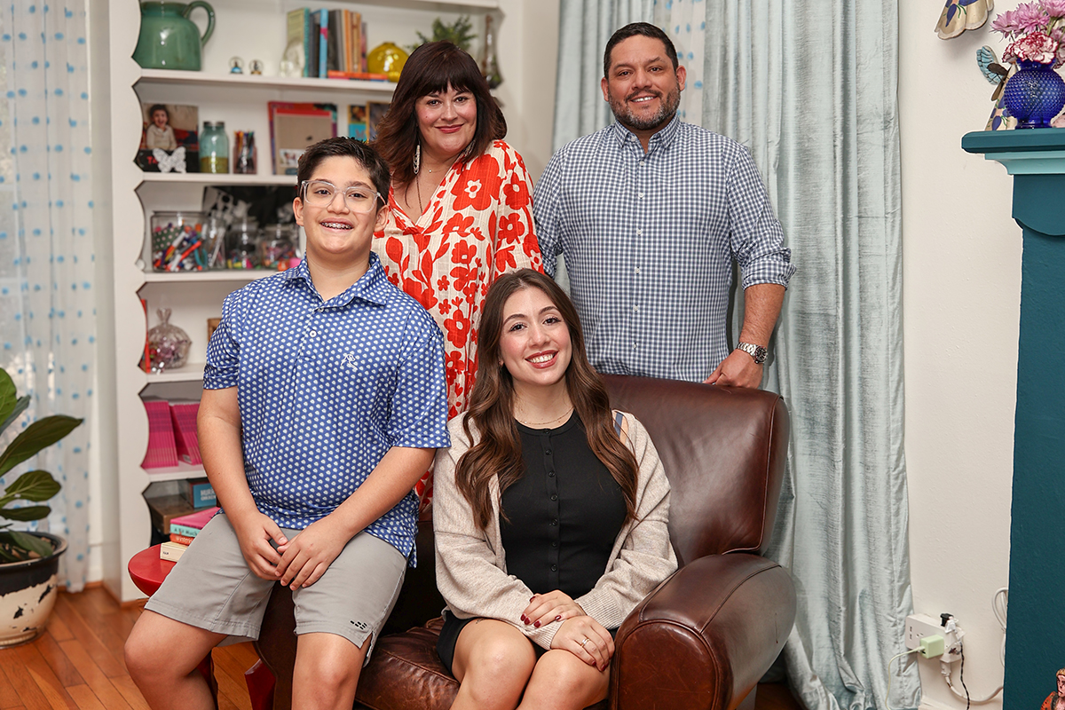 Michelli family in living room
