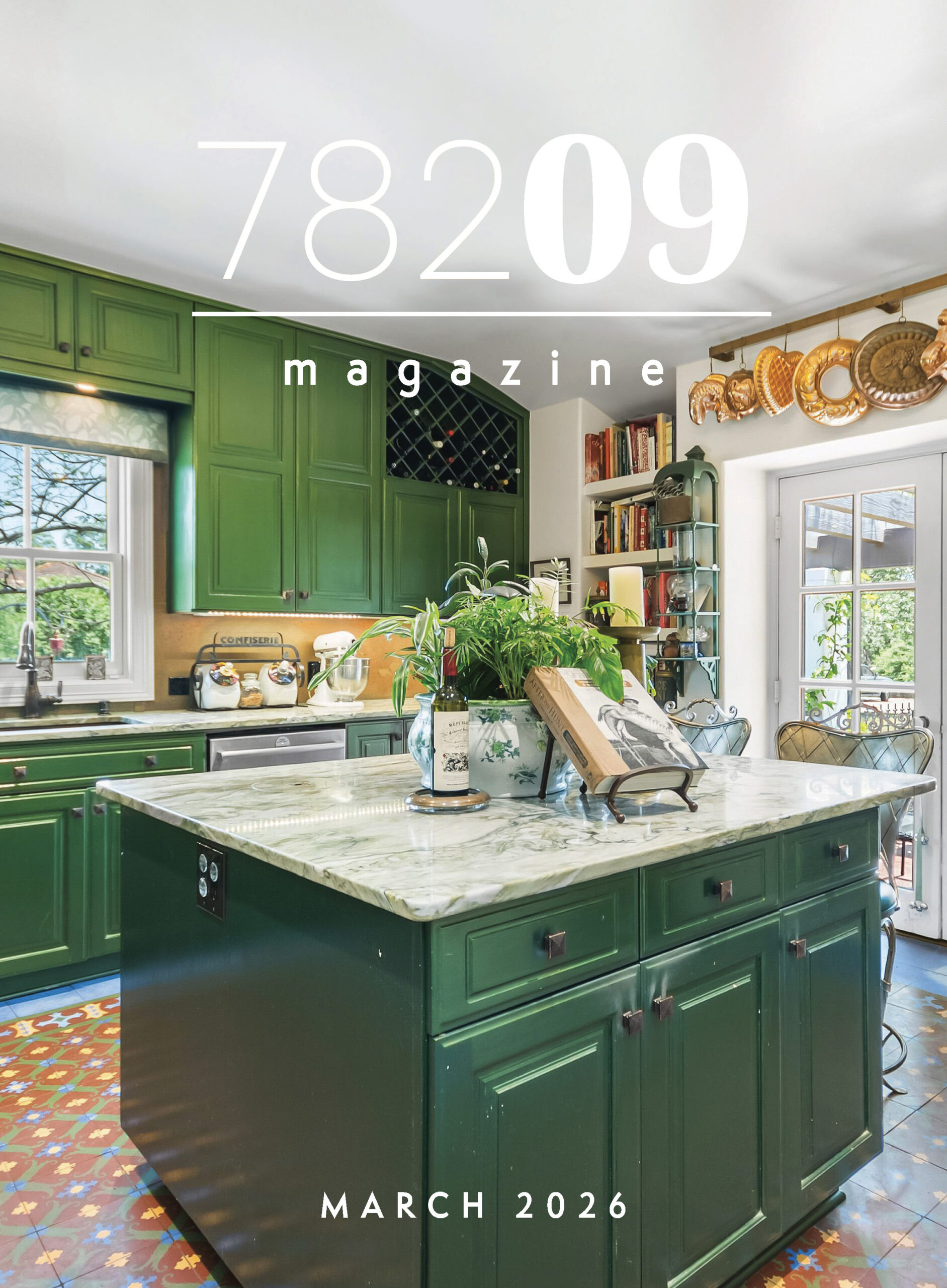 Photo of a green painted kitchen